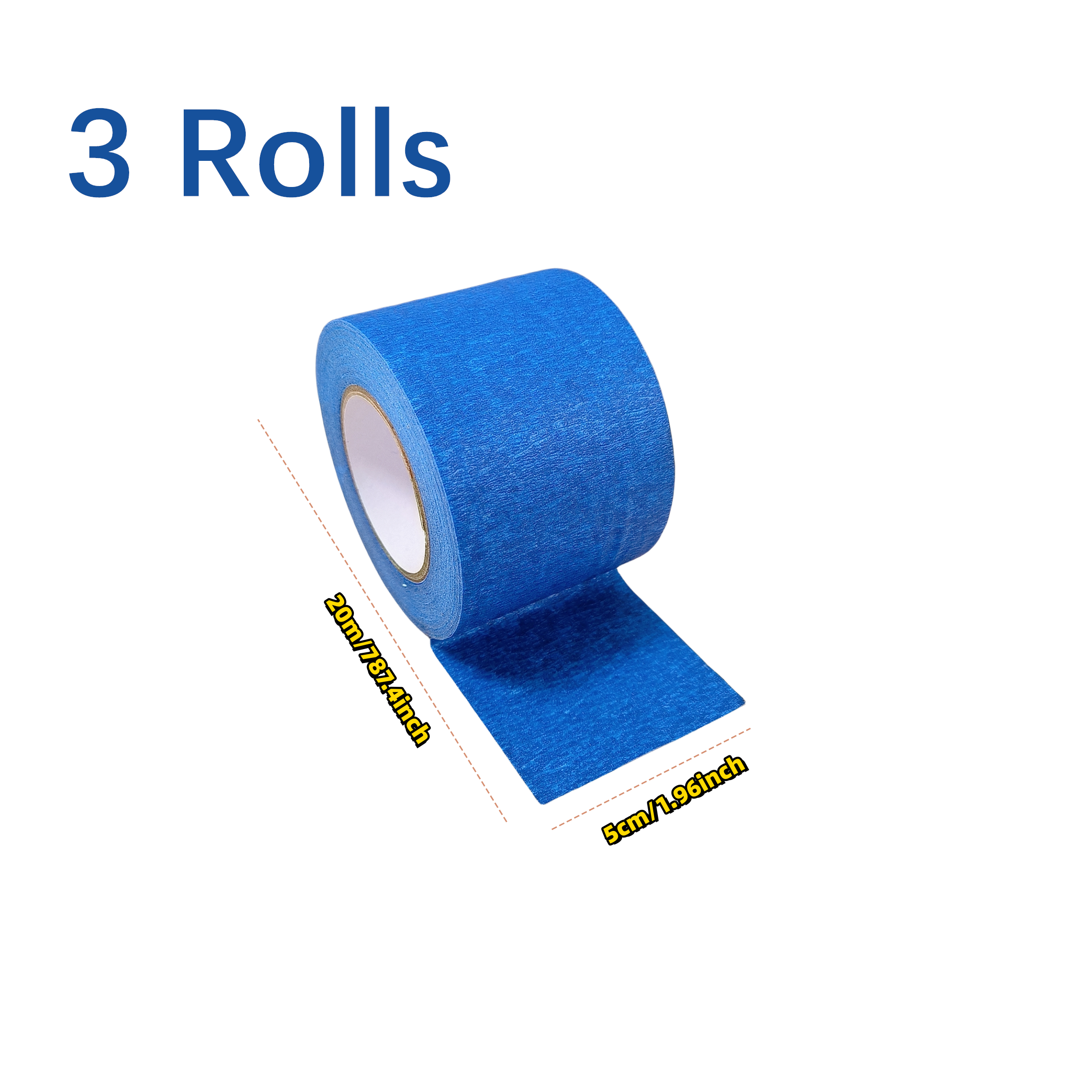3 rollen/set verftape Multi-oppervlak maskeren te verwijderen Verftape Beveiliging Muurschildering Ambachten Kunst Bouw Thuis 20 m/rol: Goud