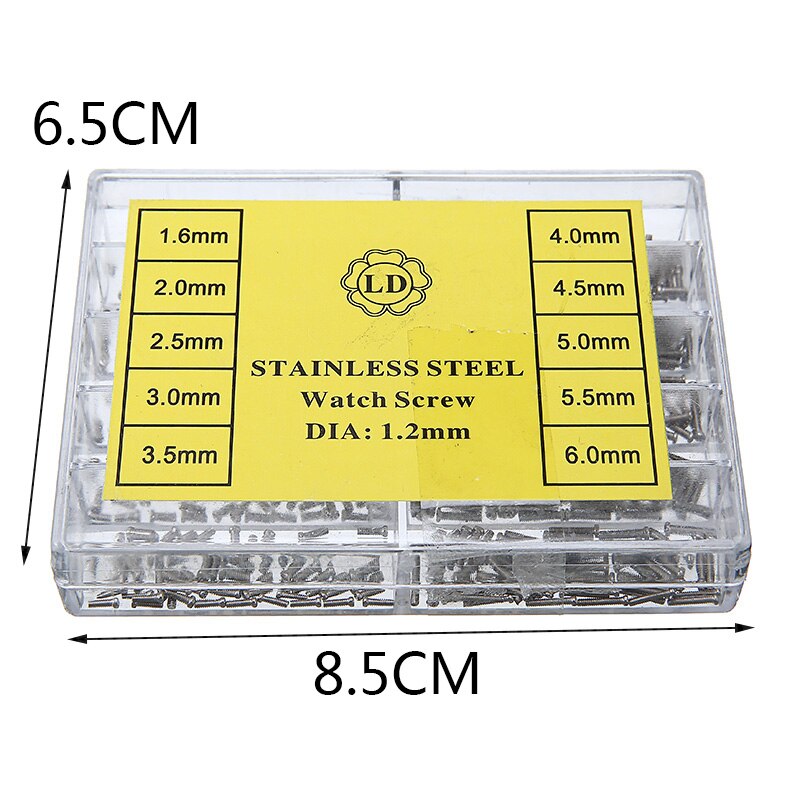 Micro vis de montre en acier inoxydable, Kit de réparation, pour horloger, réparation d&#39;horloge, lunettes de soleil, 500 pièces