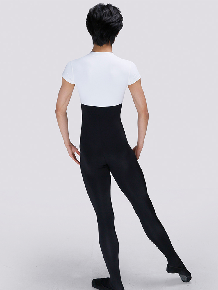 Speerise Mens Black Turtleneck Spandex Long Sleeve Unitard Unisex Full Length Ballet Bodysuit Footless Dancewear Costum