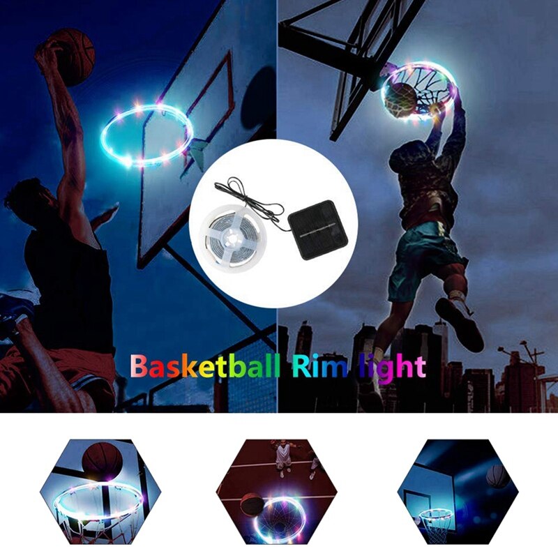 LED Basketball Hoop Lights Basketball Rim Light Solar Light Glow in the Dark for Indoor/Outdoor Basketball Hoop