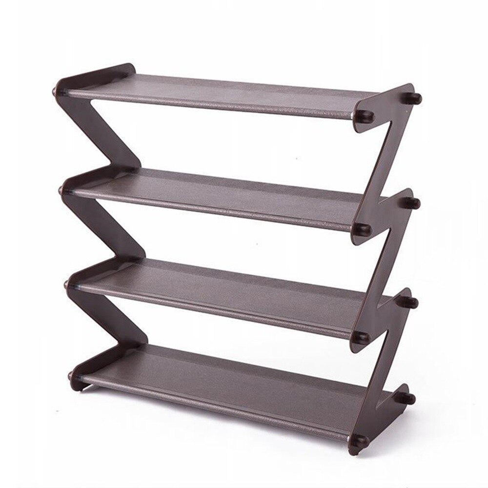 DIY Assembly 6 Layers Stackable Shoe Organizer Shoe Shelf Shoe Rack Stand Space Saving Shoe Hanger Shoe Box Cabinet: coffee 48x46cm