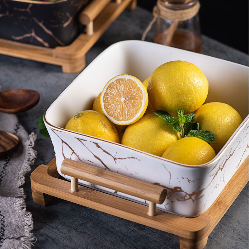 Nordique marbre motif noir/blanc céramique fruits saladier décoration de la maison vaisselle fruits assiette/snack assiette WJ71