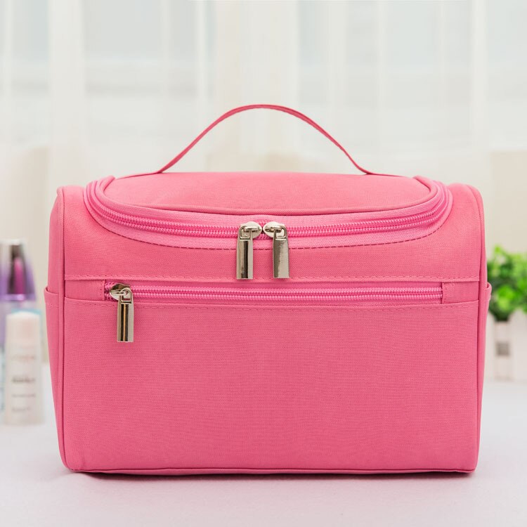 Multifunzionale sacchetto di immagazzinaggio delle donne degli uomini di borsa da viaggio impermeabile portatile di grande capacità gancio borsa toilette bagno portatile sacchetto appeso: Pink