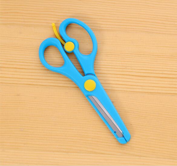 Tijeras pequeñas de foto para niños, tijeras de papel de seguridad cortadas con cabeza redonda, 1 unidad, accesorios de papelería: Azul