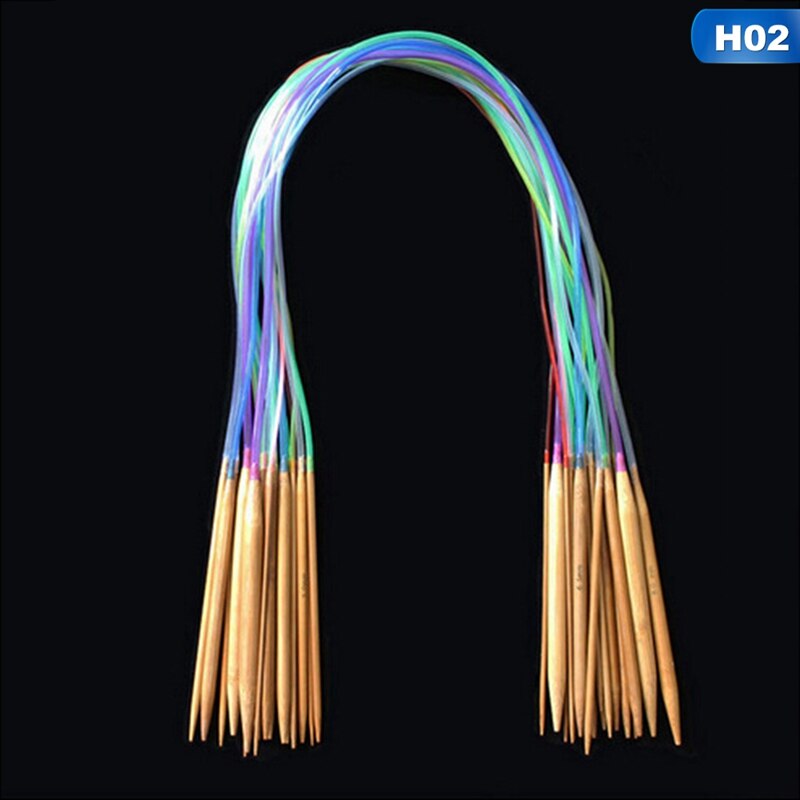 Multicolor tube 18 stuks/set bamboe rondbreinaalden set 40-120cm: 60 cm