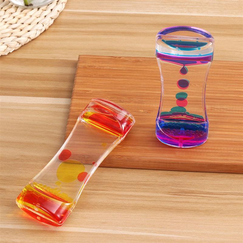 2 szt. Podwójne kolory klepsydra olejowa płynny ruch bańka regulator czasowy z ładną talią biurko wystrój prezent urodzinowy zabawki dla dzieci