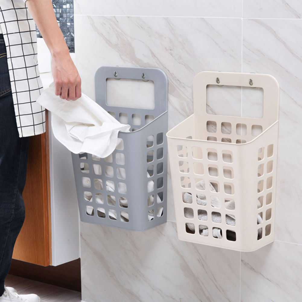 Panier à linge en plastique creux | Ventouse, panier à linge en plastique, jouet vêtements sales, organisateur de la maison, panier ajouré ventouses simples et élégantes