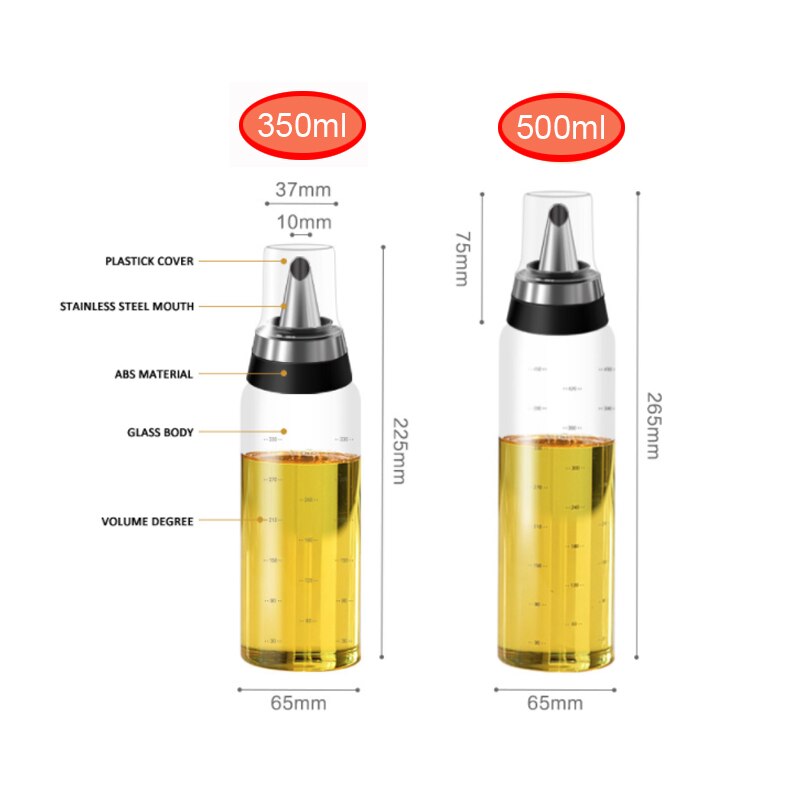 350-500Ml Fles Olie Geen Drip Glas Olie Schenker Keuken Azijn En Saus Container Meten Uitloop Fles