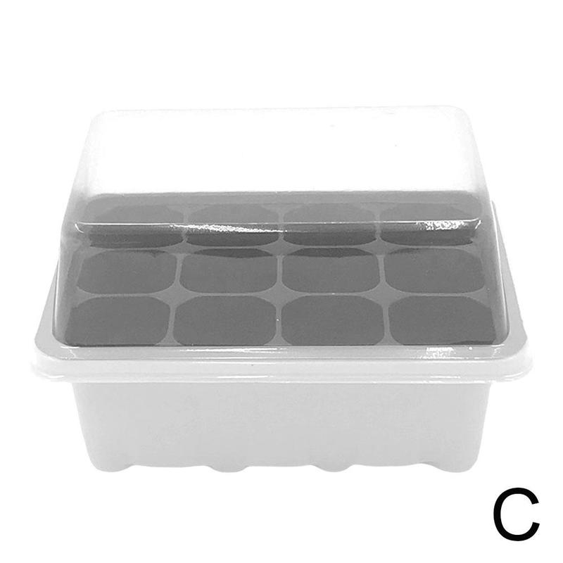 12-hole Plant Growing Box Ventilated Seedling Box For Sowing Nursery Pots Mini Greenhouse With Ventilated Cover Seedling Tray: White
