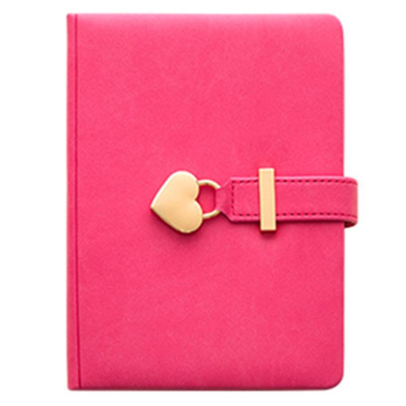 B6 Notebook Notepad Heart Lock Leather Cover Journal Diary Planner Stationery L41F