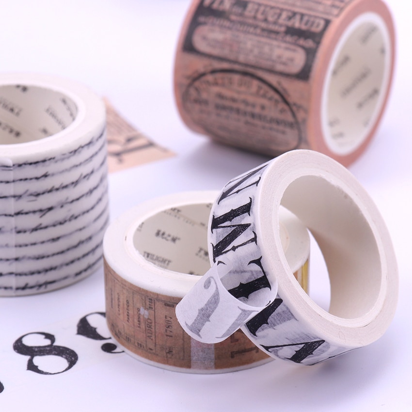 8M Retro English Letters Poster Sticker DIY Decorative Tape Adhesive Was Old Ticket Tape Label Sticker