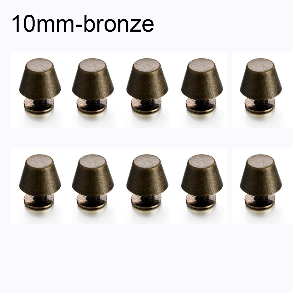 10Set 10/12Mm Band Klinknagels Solid Nail Bolt Ronde Kop Schroeven Emmer Dome Lederen Craft Kleding/tas/Schoenen Doek Knop Metal Nail: 10mm bronze