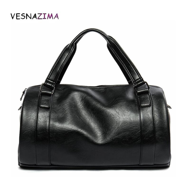 Mannen Reizen Duffle Pu Leer Mannen Grote Bagage Tassen Zwarte Schoudertas Handtas Boston Emmer Crossbody Tas Bolsos WM872Z