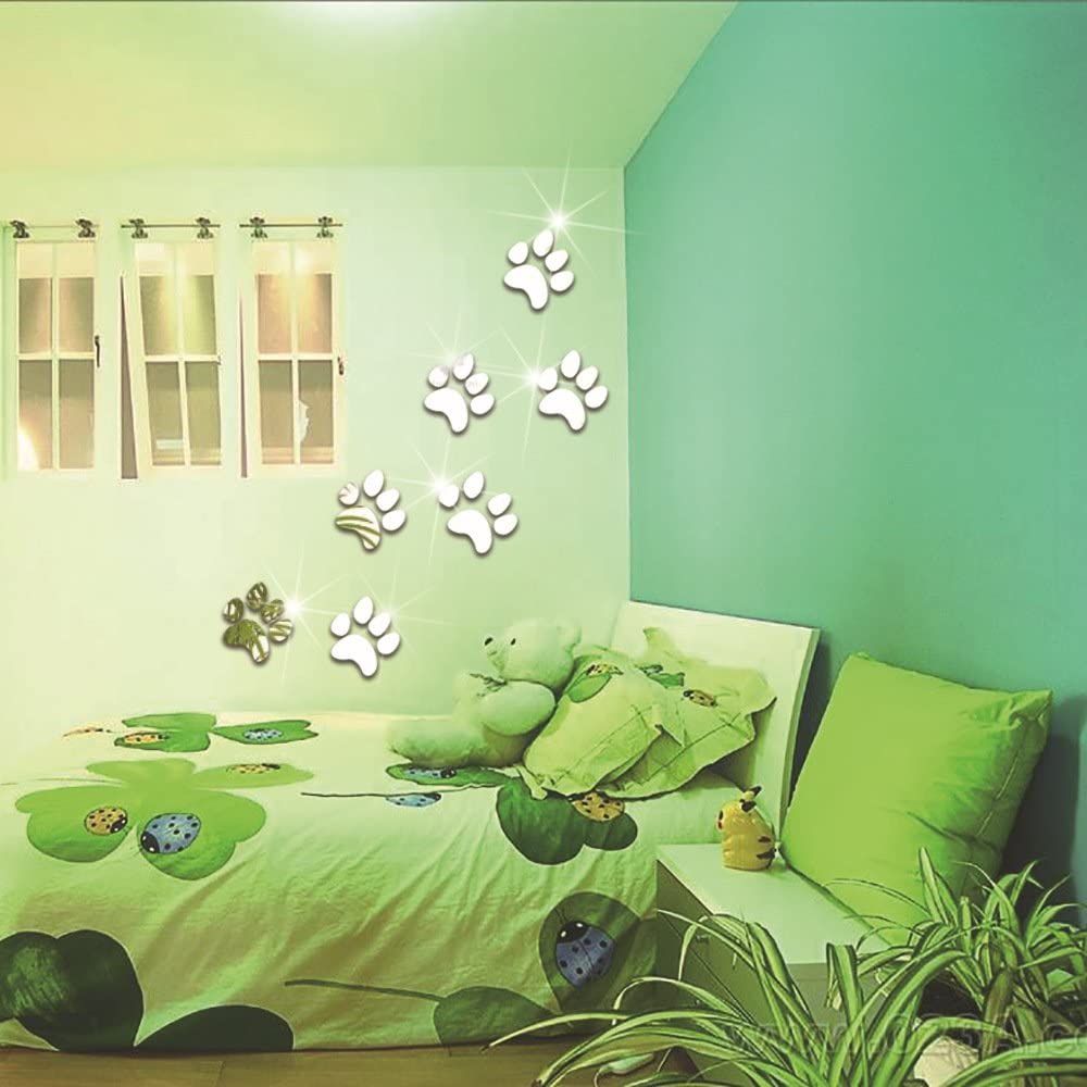 Hondenvoetafdrukken acryl muursticker kunst muurstickers woondecoratie kinderkamer zilver