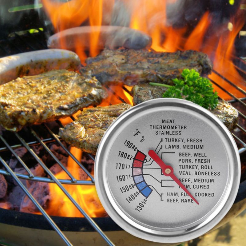 Roestvrij Voedsel Analoge Vlees Thermometer Keuken Koken Oven Bbq Rundvlees Varkensvlees Turkije Steak Temperatuur Probe C/F