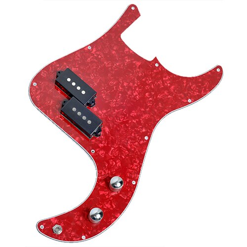 Bass Loaded Pickguard Prewired For PB Precision Bass P-Bass w/ 2 Pickups 1 Jack 2 Potentiometer Guitar Parts Replacement 3 Ply: Red Pearl