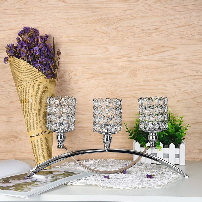 Candelabro de cristal Artificial velas para mesa de boda Centro candelero soporte para candelita candelero para decorar el hogar