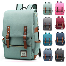 Mochila Vintage de lona para ordenador portátil para hombre y mujer, morral informal Retro para viaje, mochilas escolares para adolescentes