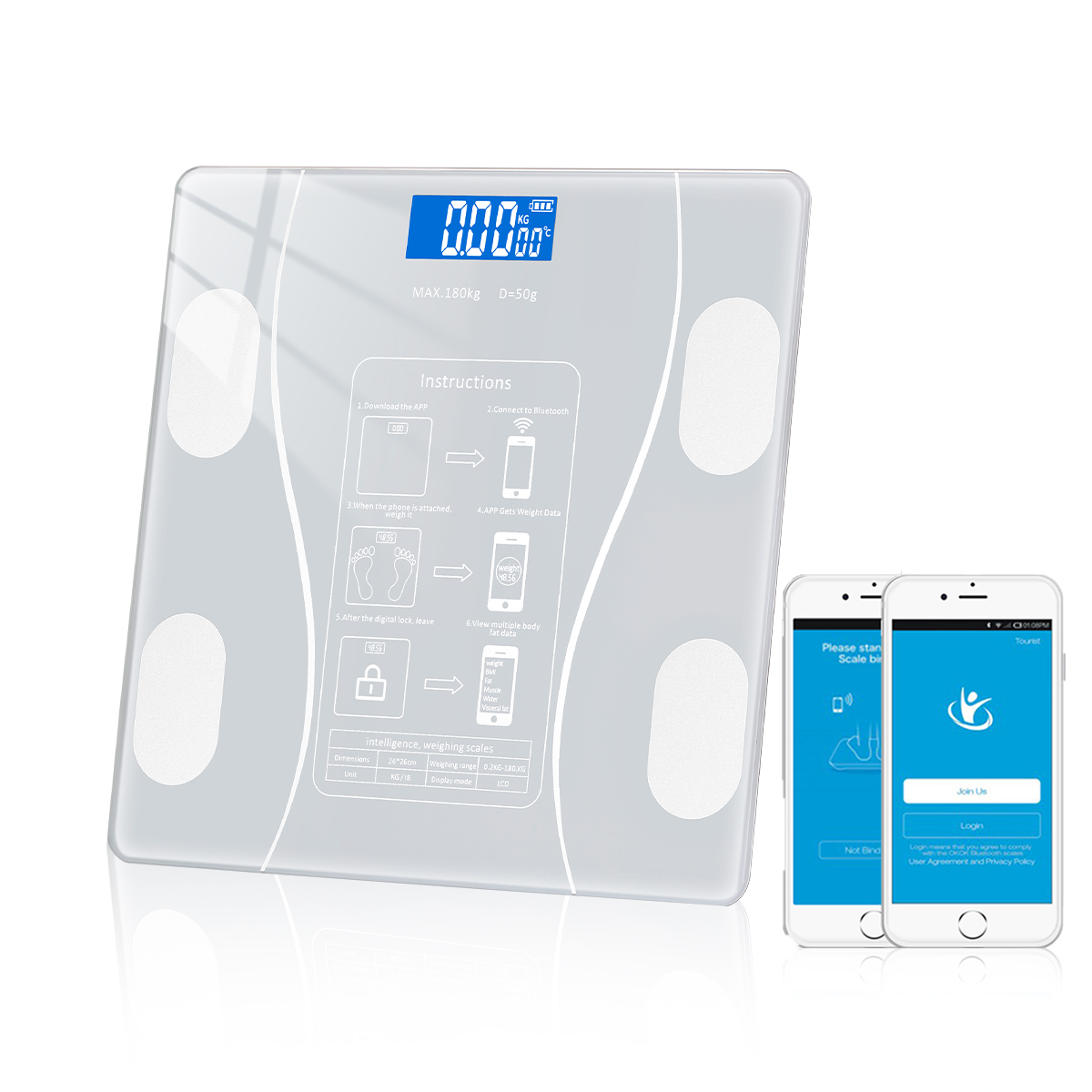 Bathroom Scales Wireless Bluetooth Body Fat Scale Smart Digital Weight Scale Body Composition Analyzer Body Weighing Scale