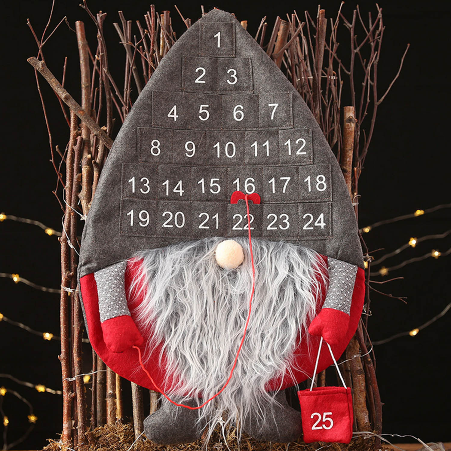 24 Days Santa Christmas Advent Calendar with Hanging Pockets Home Living Room Door Wall Decors Christmas Xmas Countdown Calendar