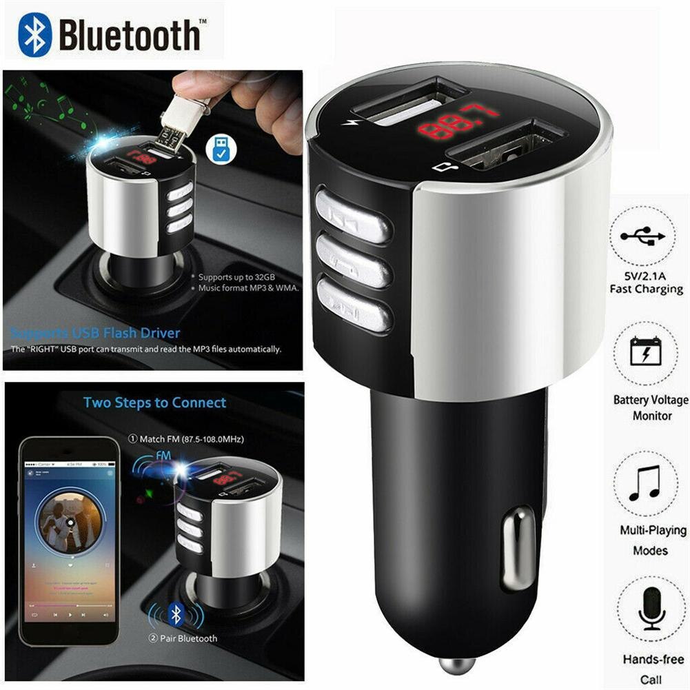 Bluetooth Auto Fm-zender Radio Adapter Dual Usb Telefoon Oplader MP3 Speler Snel Opladen Voor Iphone Xiaomi Huawei Samsung