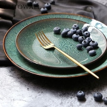 ANTOWALL Europese keramische servies malachietgroen disc Westerse steak pasta schotel thuis ontbijt fruit salade porselein