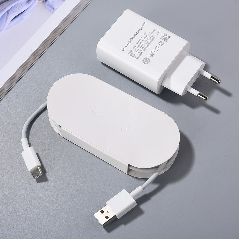 Original Vivo 44W FlashCharg 2.0 Charger EU US Fast Charging Adapter 100CM Type C Cable For Vivo X50 X30 X60 Pro S7 S12 iQOO Z1X: US