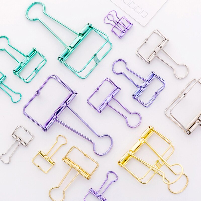 1Piece Colour Metal Clips folder Binder clip Exquisite Ticket clip Food packaging Stationery school office Supply