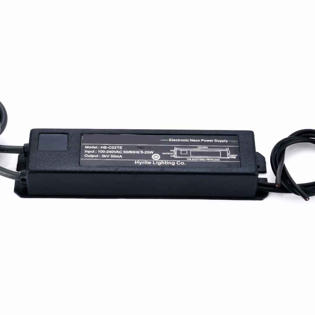 Neon Light Sign Electronic Neon Transformer Power Supply with Wire Cable HB-C02TE 3KV 30mA 5-25W