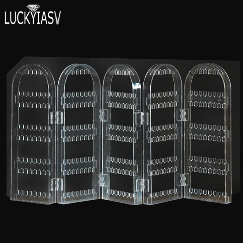 Wyczyść 120/180/240/360 otwory plastikowe kolczyki szpilki stojak wystawowy składany ekran kolczyk ekspozytor do biżuterii do przechowywania Stud: 5C-300 holes