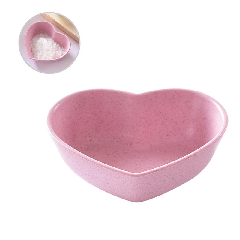 4 Uds. De platos para salsa con forma de corazón, cuencos para inmersión, paja de trigo, salsa de soja, Mini plato de vajilla, plato para condimentos para pasta, Ja