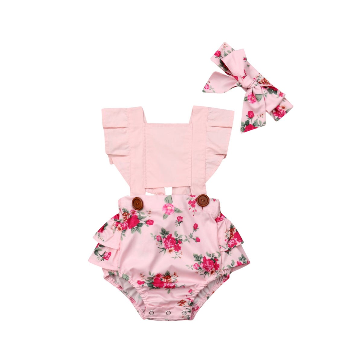Zomer babymeisje katoenen bloemen prinses ruches bodysuit mouwloos zonnepak outfits kleding