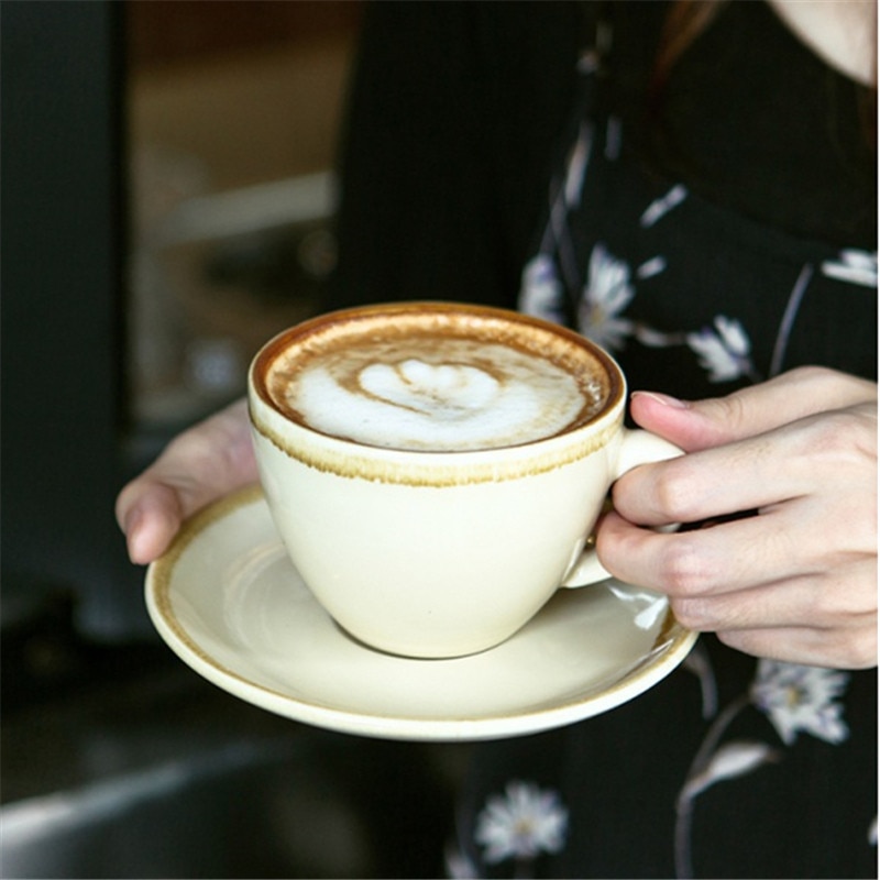 Ceramic Coffee Cups Set Breakfast Milk Tea Cup With Tray & Spoon Afternoon Tea Drinkware Cup Kitchen Utensils Wedding