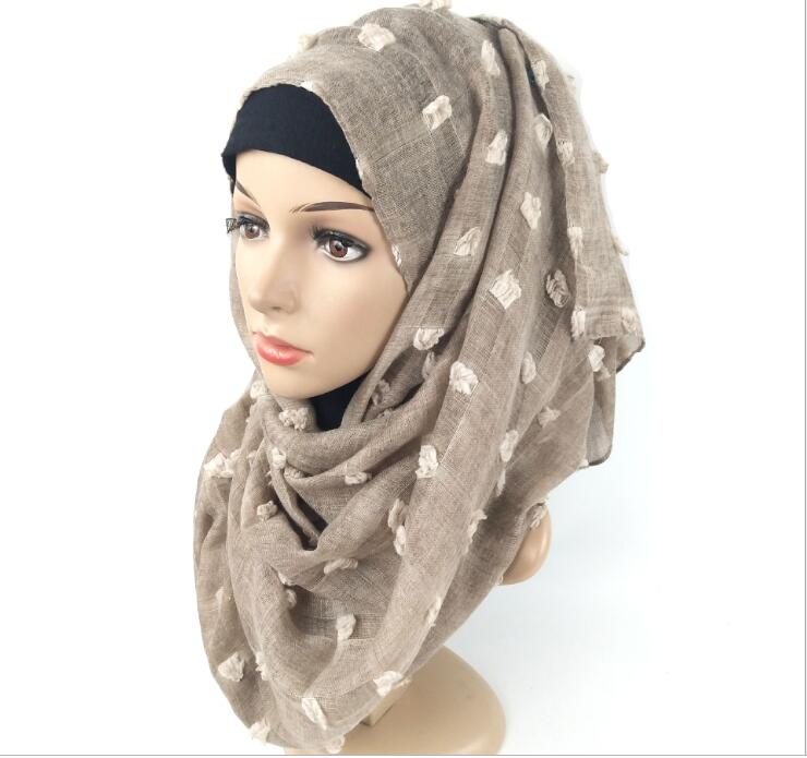 Baumwolle binden-färben Jacquard Ball Muslimischen Hijabs Kopftuch Arabischen Frauen schlicht Schals wickelt Malaysia Lange Schal Islamischen Hijab 180x90cm: 88