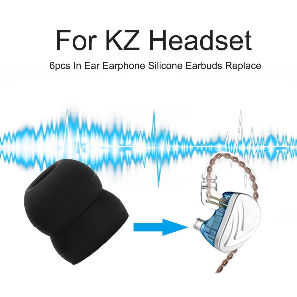 3 Pairs(6pcs)L M S Earbuds Earphone Eartips Noise Isolating Silicone Ear Sleeve Ear Tip Comfortable Replacement for KZ Earphones