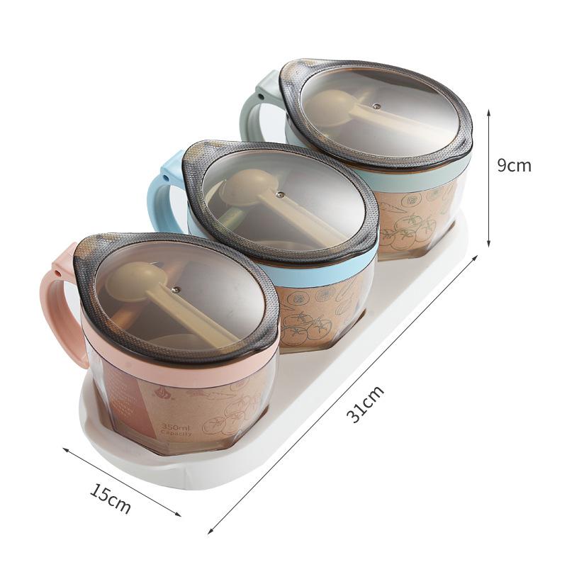 Household Seasoning Box Set Simple Seasoning Pot Kitchen Supplies With Seasoning Tools: 3 pink blue green