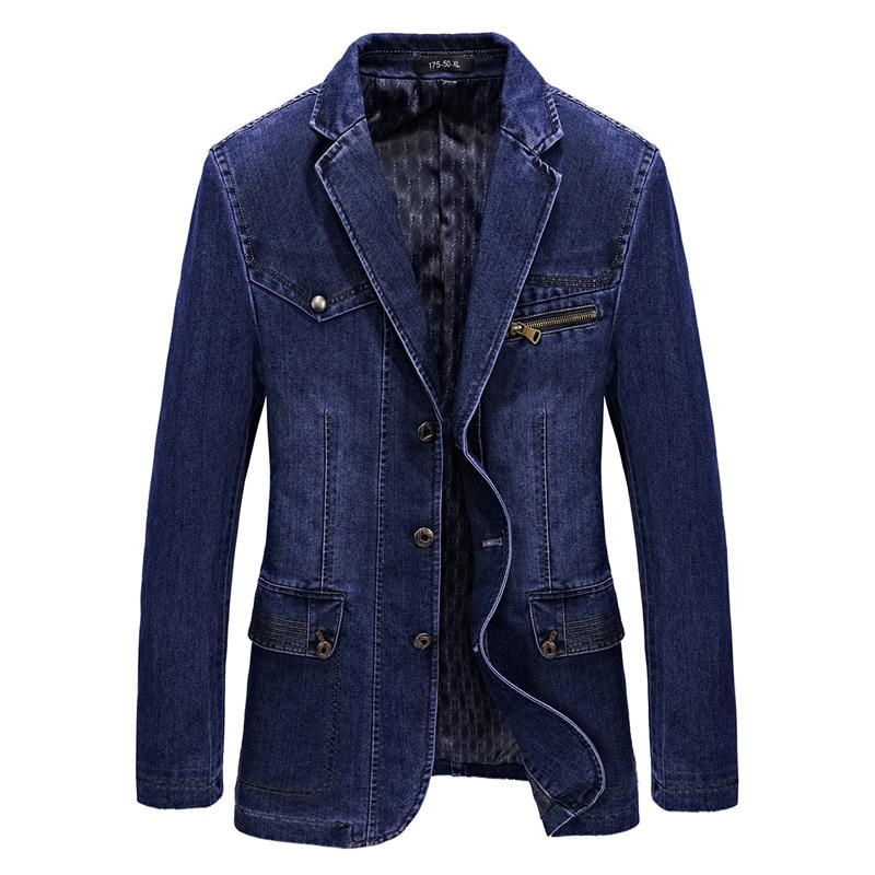 L-3XL Denim jacket men blazer Cotton Suits for men Cowboy blazer jeans jacket men jaqueta Brand-clothing Casual Jacket Suit