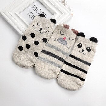3 paires/lot automne et hiver bébé filles garçons mignon dessin animé anti-dérapant coton bambin chaussettes de sol motif Animal bébé chaussures: Gray 1