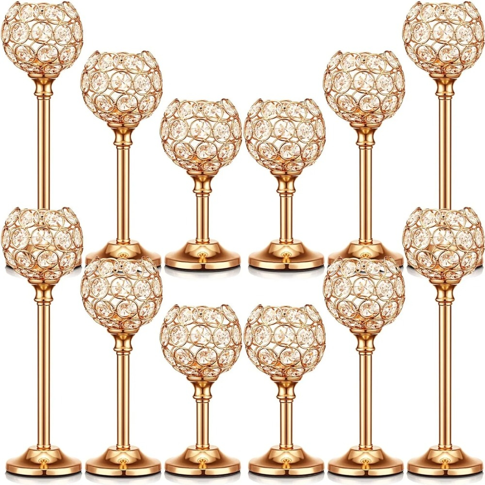 Bougeoirs en métal photophore en cristal moderne, 1 pièce, décor d'église pour fête de mariage, centres de Table à manger, décoration de chandelier