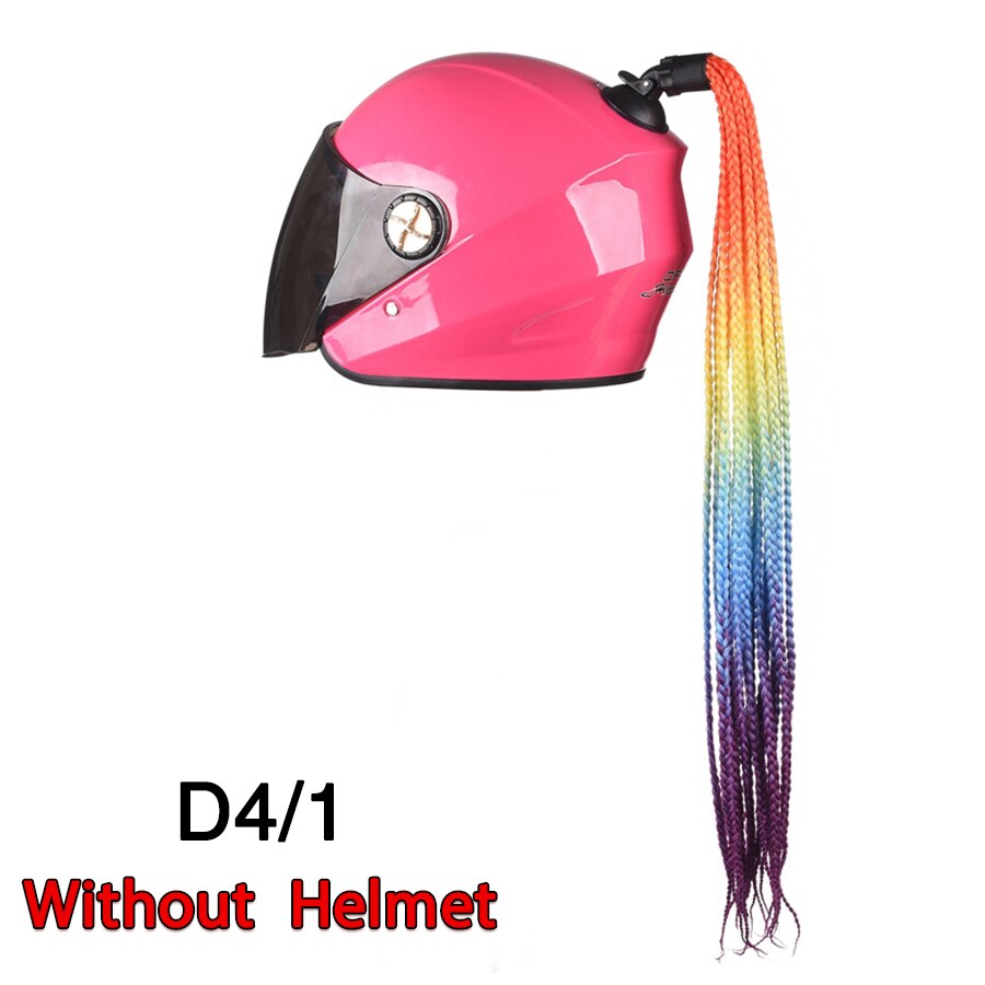 Casque de moto en queue de cochon ombré, rampe dégradé, queue de cheval tressée avec ventouse, décoration Punk, queue de cheval tressée: d4-1