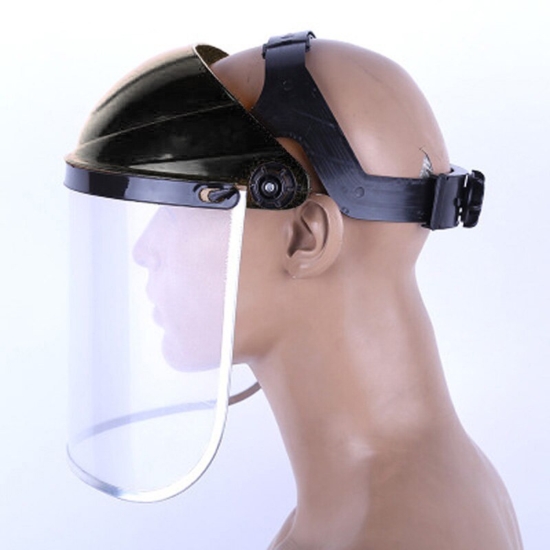 Doorzichtige veiligheidsbeschermkap op het hoofd gemonteerd gezichtsscherm oogbescherming slijpen spatwaterdicht speekselbestendig pvc gezichtsbescherming helm