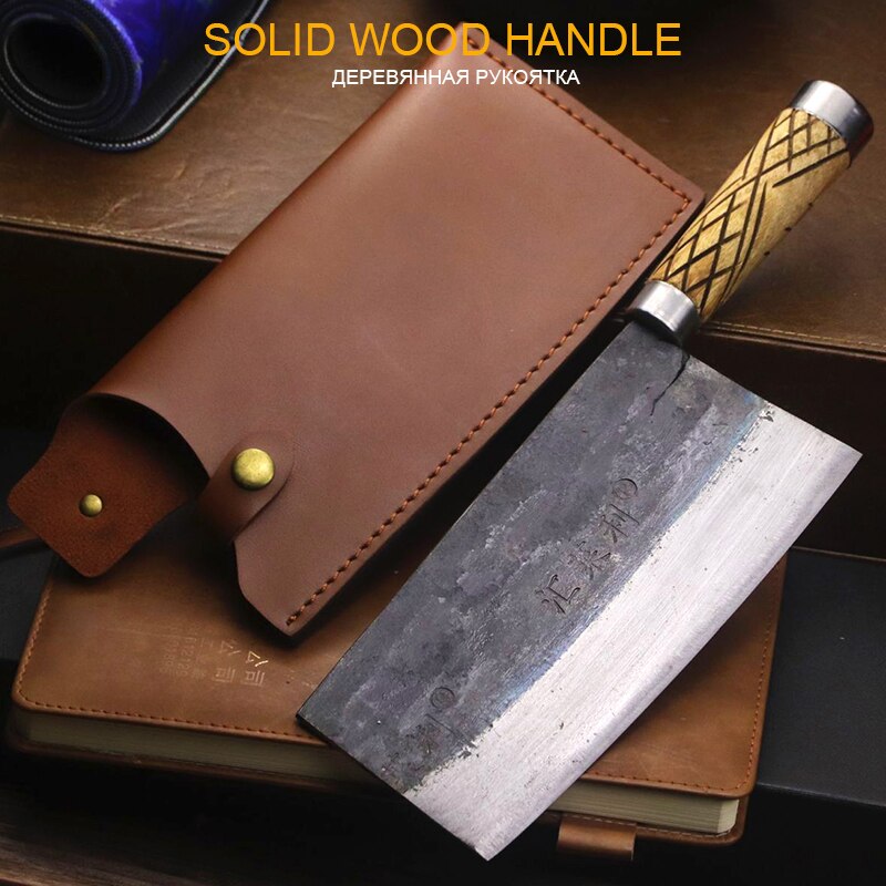 Old handmade kitchen bone knife traditional forging craft bone chopping meat cutting knife chef commercial knife