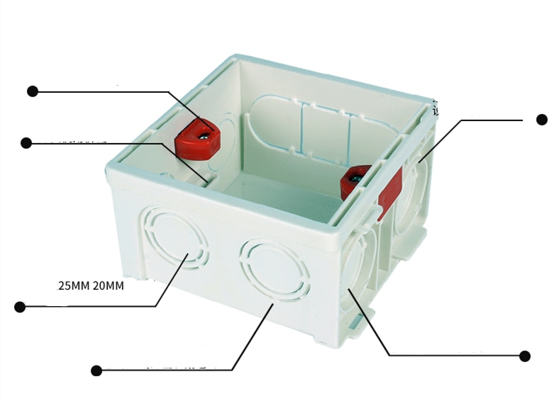 5pcs Hidden Wall Mount Switch Box Wiring 86mm Socket Bottom Box Secret Stash Flame Retardant Plastic Electrical Accessories