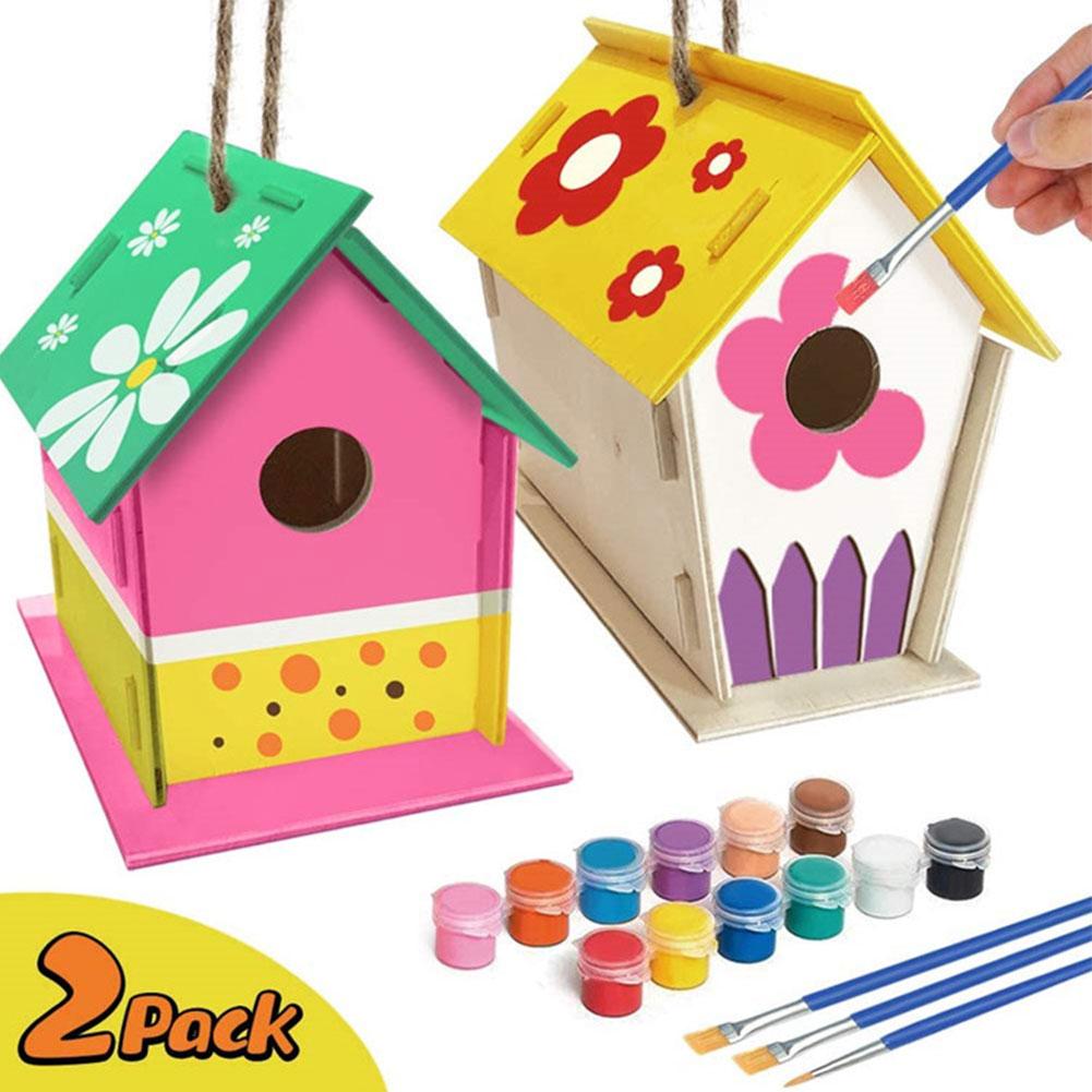 Maison en bois pour oiseaux, Kit mural pour nichoir d'extérieur, nichoir pour oiseaux bricolage boîte Portable