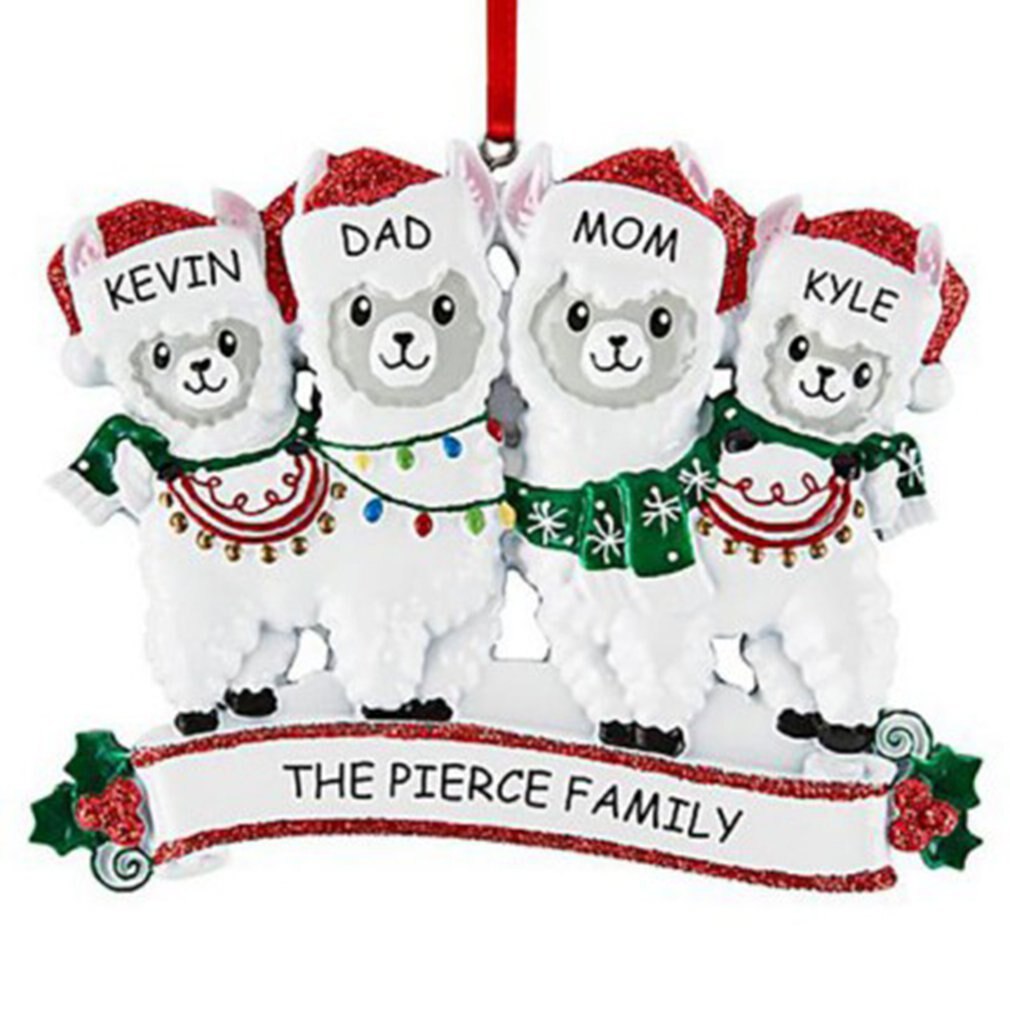Schattige alpaca-familie kerstboomhanger diy naam pvc kerstboomhanger kerstversiering: Violet