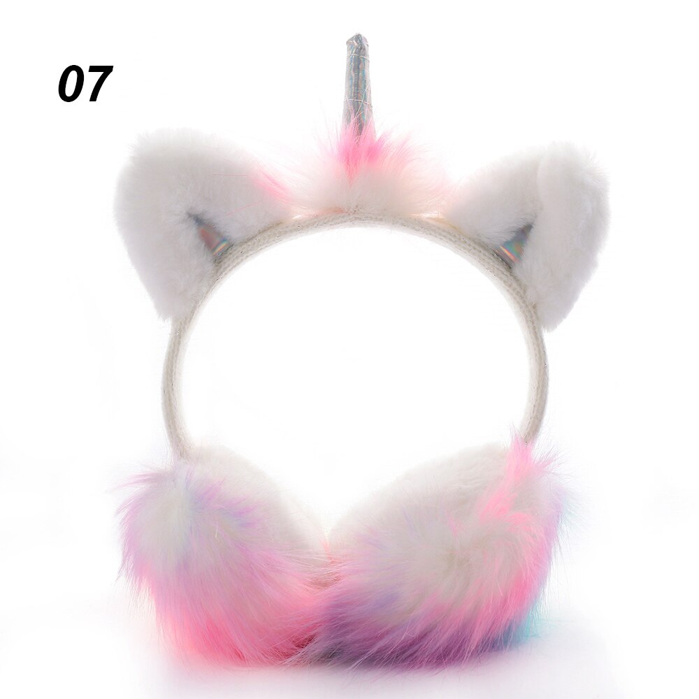 Lovely Winter Ear Muffs Ear Warmer Thicken Plush Unicorn Earmuffs Fluffy Sequin Ear Cover Cute for Cold Weather: 07