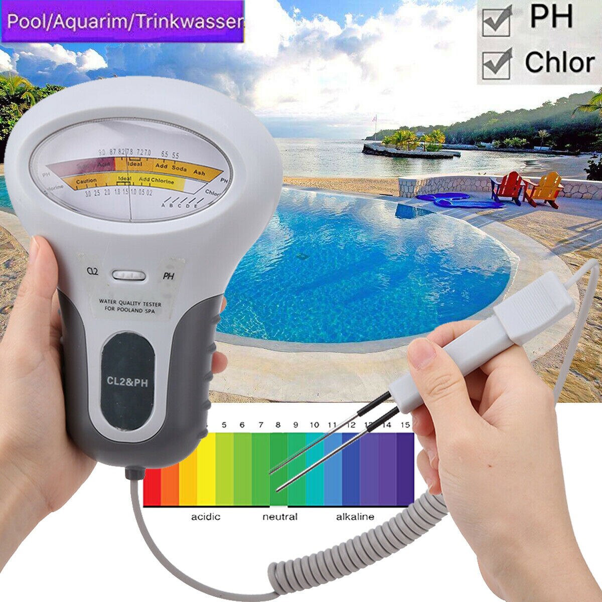 Chloor Meter Ph Tester 2 In 1 Tester Water Testen Ph Cl2 Niveau Tester Voor Familie Outdoor Zwemmen Accessoires zwembad: 1