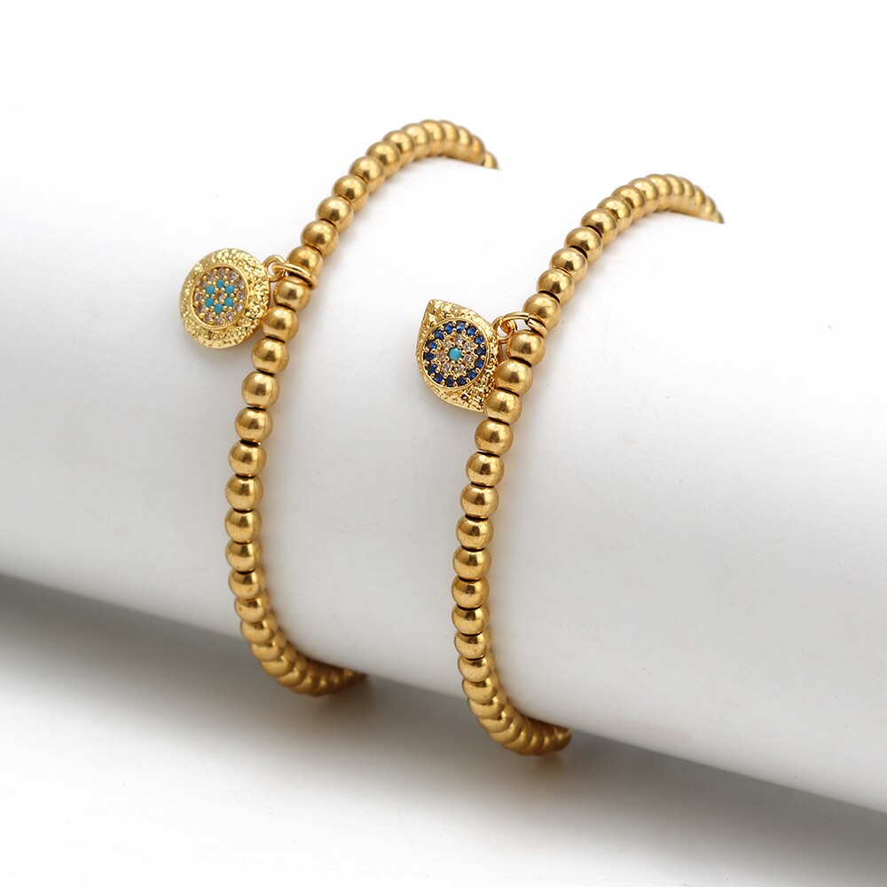 Lucky Eye Koperen Kralen Turkse Evil Eye Charm Armband Gevlochten Touw Verstelbare Armband Voor Vrouwen Meisjes Mode-sieraden BE98