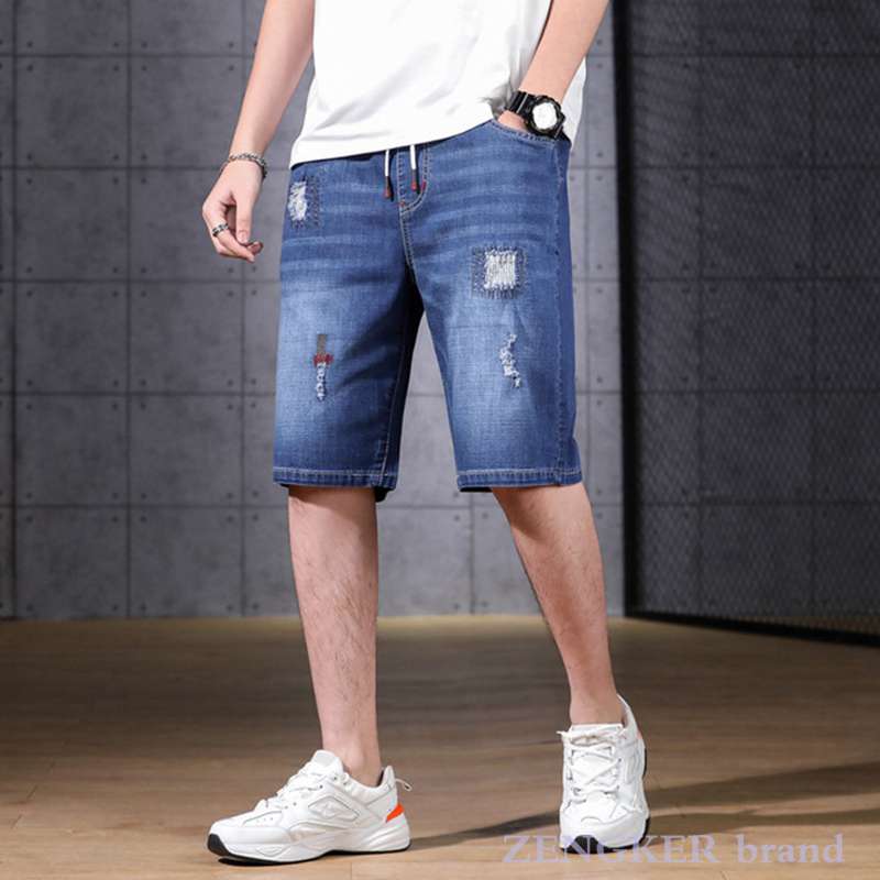Grote Size Mannen Zomer Elastische Taille Gat Denim Shorts Elastische Plus Size Shorts Mannen 6xl 7xl 9xl 10xl