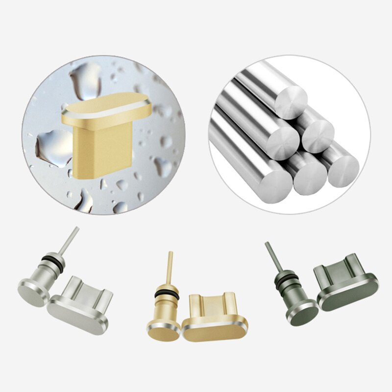 Metalen Micro Usb-poort Opladen + Oortelefoon Poort Stof Plug Android Mobiele Telefoon 3.5mm Headset Stopper Halen Kaart Pin